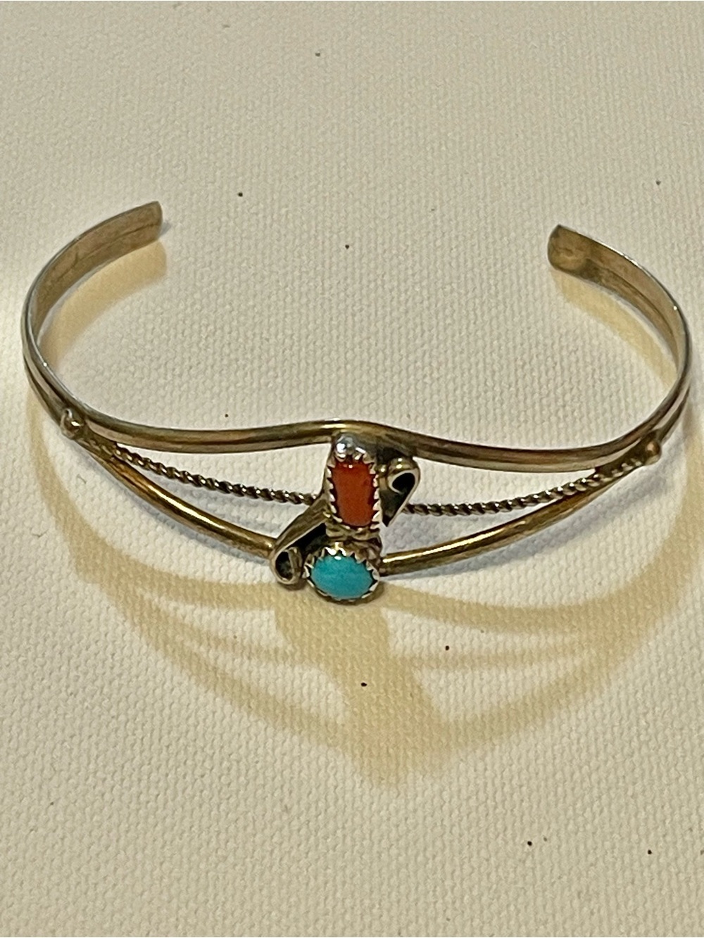 Vtg Sterling Native American Navajo
Turquoise Cuff Bracelet Sz 6-6.25"